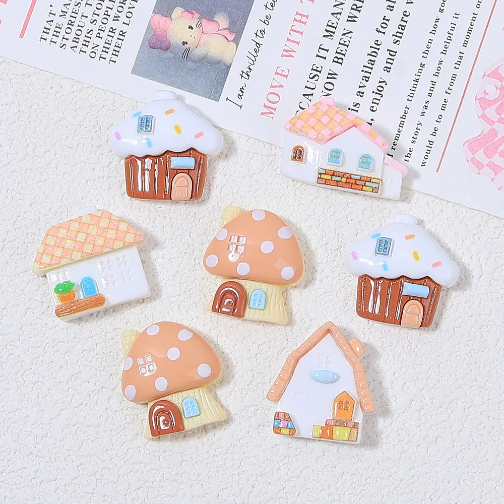 10pcs/lot Simulation House Flatback Resin Craft Diy Decoration Modern Building Statue Crafts doll house accessories