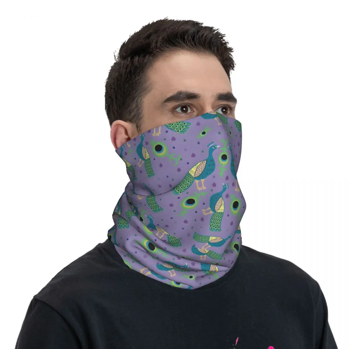 Écharpe motif paon pour la présidence, foulard mignon, masque en polyester pour le cou et le visage