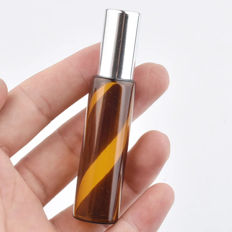 20 piezas bola de rodillo ámbar de 10ml, botella de aceite de vidrio esencial, bola de rodillo de Perfume vacía, contenedor de líquidos rellenable, herramientas de maquillaje