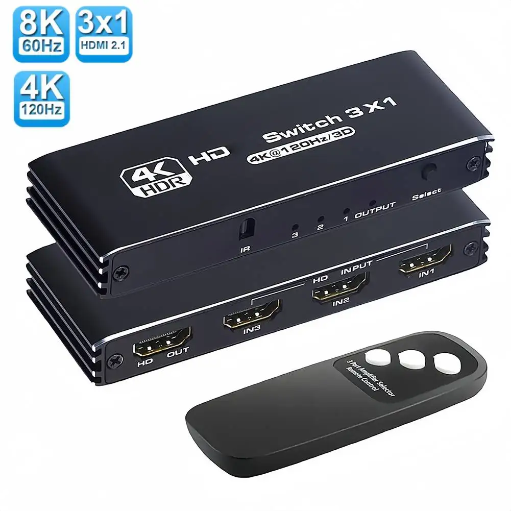 4K HDMI-متوافق الفاصل 3 في 1 خارج HDTV التبديل HDMI-متوافق محول 4K @ 120 هرتز HD فيديو الجلاد محول المحور ل Xbox PS5