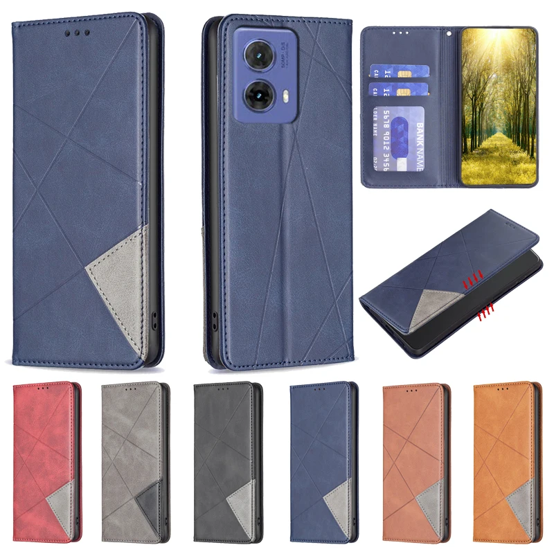 For Moto G85 E14 Fundas Leather Phone Wallet Case For Motorola MOTO G85 G04S G04 G14 G24 G34 G54 G84 5G Cover Magnetic Cases