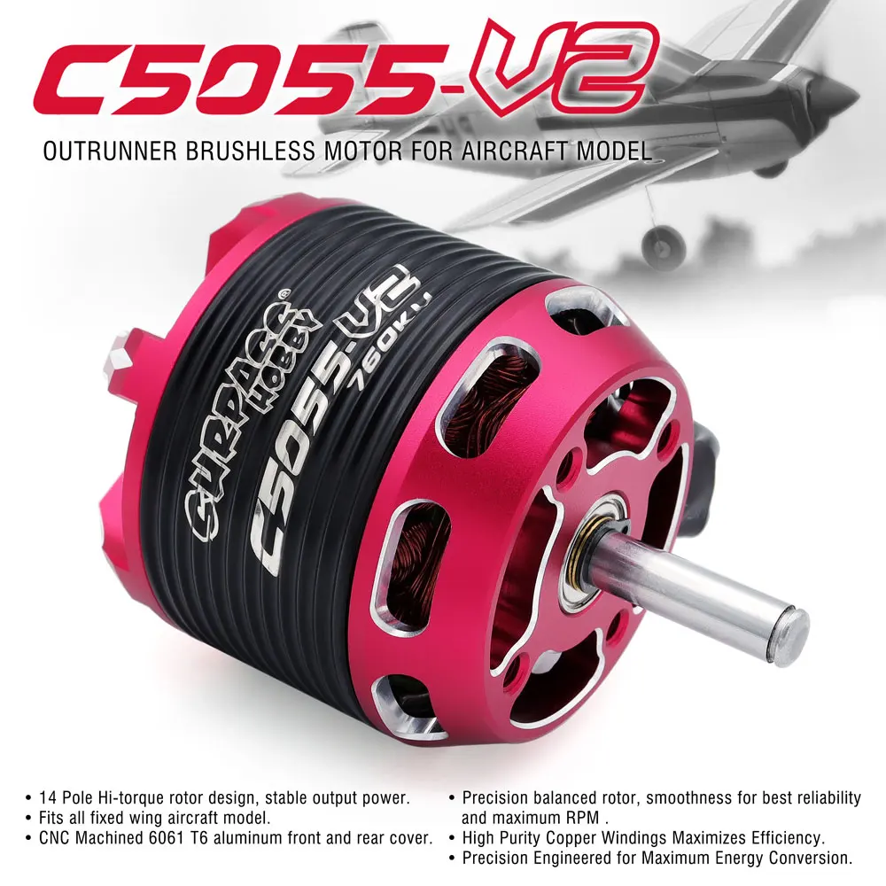 Surpass Hobby C5045 C5055 C5065 V2 Brushless Outrunner Motor 2-6S w/ 60A 80A 100A Brushless ESC For RC Aircraft Plane Multicopte