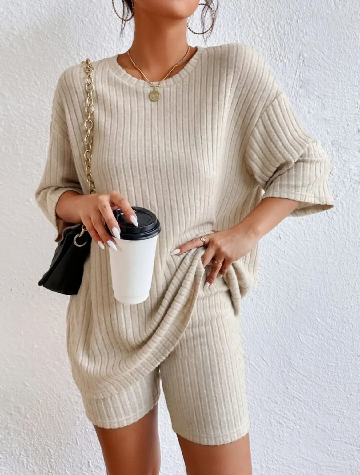 Spring Summer Short Sleeve T Shirt Short Pants Two Piece Set Women Casual Loose O Neck Top High Waist Tracksuit Female Outfits