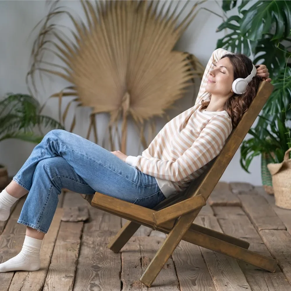 2 قطعة FSC كراسي آديرونداك من خشب السنط المعتمد منخفضة المستوى للاستخدام الخارجي قابلة للطي في الحديقة مع تصميم كلاسيكي تاماراك