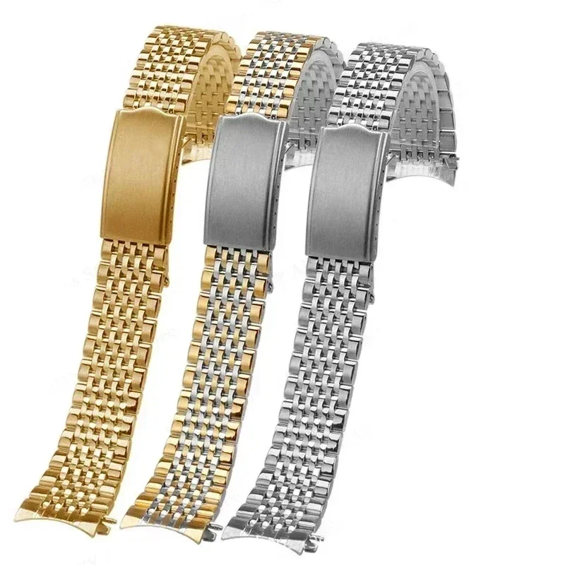 Edelstahlarmband mit gebogenem Ende für Omega, Ersatzarmband für Seamaster 18 mm, 19 mm, 20 mm, Herren- und Damen-Uhrenarmband-Zubehör