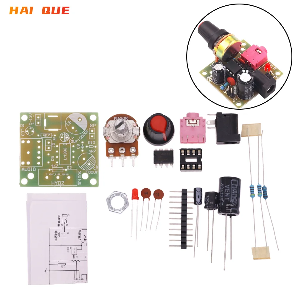 LM386 Мини-аудиоусилитель DIY Kit 3,5 мм 3 В-12 В Усилитель мощности Suite Trousse Amplificador Модульная плата Beyond TDA2030