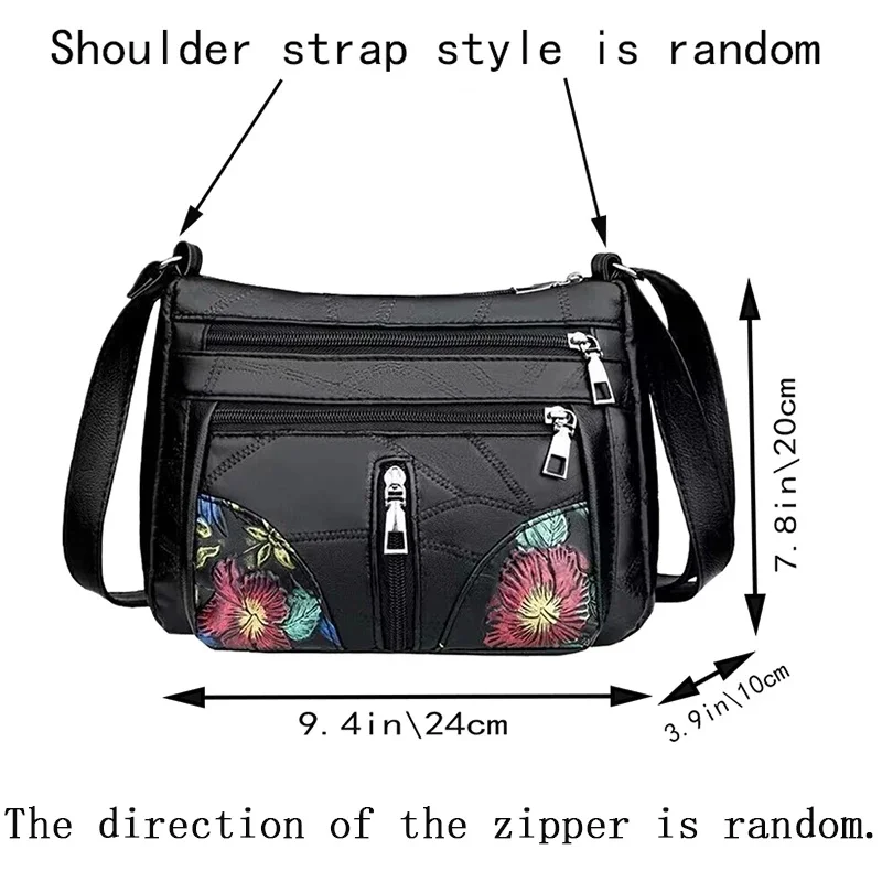 Women PU Leather Crossbody Bag Printed Floral Pattern Lightweight Shoulder Purse for Travel Shopping Casual Daily Use