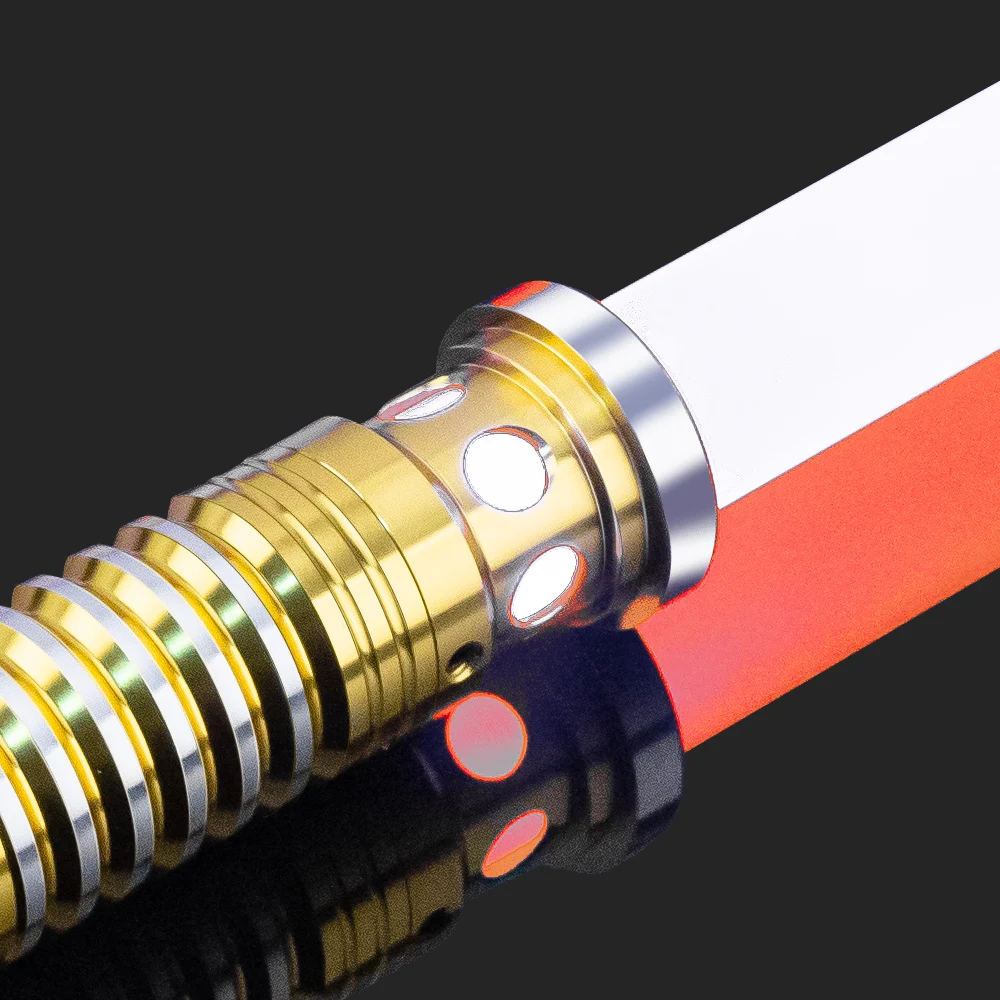 RGB ดาบของเล่นส่องสว่าง 15 สีดาบแสงพร้อมด้ามจับโลหะสั่นสะเทือนพร้อมการตรวจจับแรงโน้มถ่วงและเอฟเฟกต์เสียง, ด้ามจับโลหะ, L