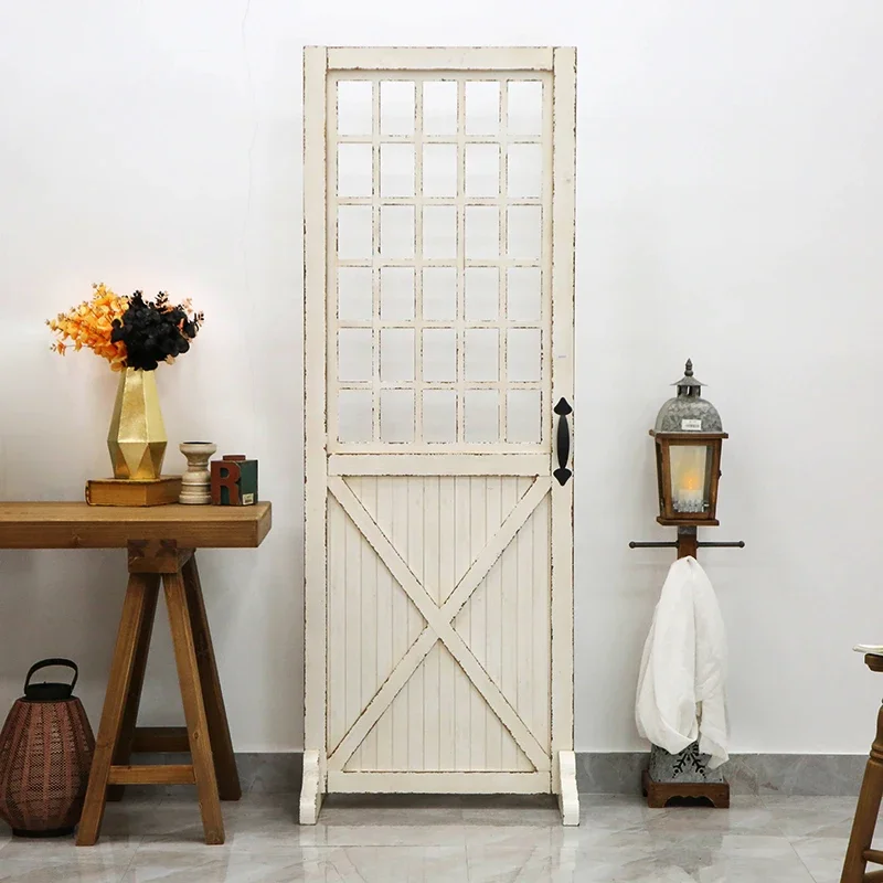 

French country solid wood decorative door photography props background old retro window outdoor partition