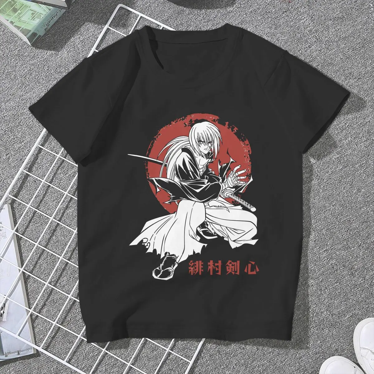 Women Kenshin Himura Classic T Shirt Rurouni Kenshin Manga Tops Unique Short Sleeve Round Collar Tees Summer T-Shirts