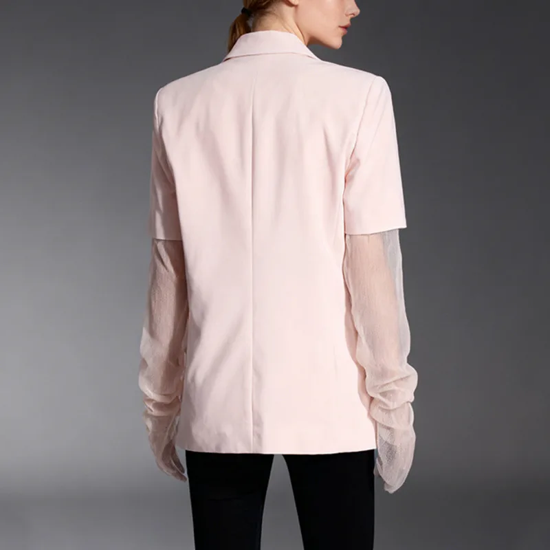 HKSH Women Chic Blazer Notched Collar Patchwork Long Sleeves Elegant Fashion French High-end Jacket Tide Coat New Spring HK20372