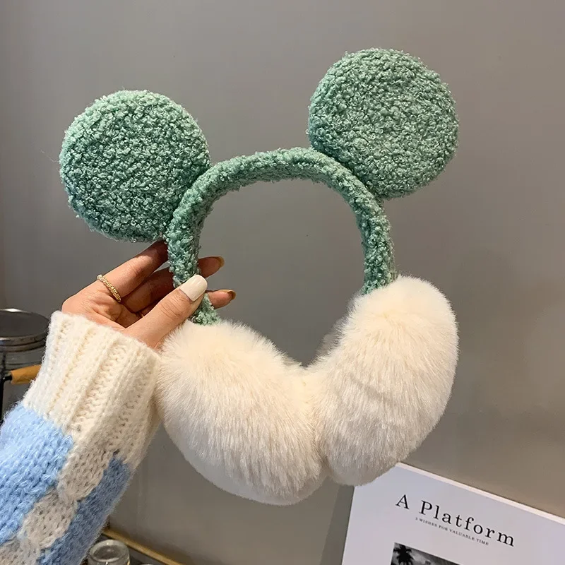 New Disney Mickey Mouse Plush Earmuffs for Women Cute Mickey Ears Warm Cover Fall Winter Snow Ear Muffs Girls Christmas Gifts