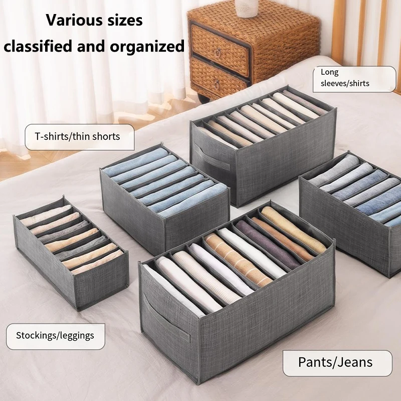 Clothes Organizer Pants Jeans Storage Box Wardrobe Closet Organizer Box Underwear Bra Socks Storage Organizers With Compartment