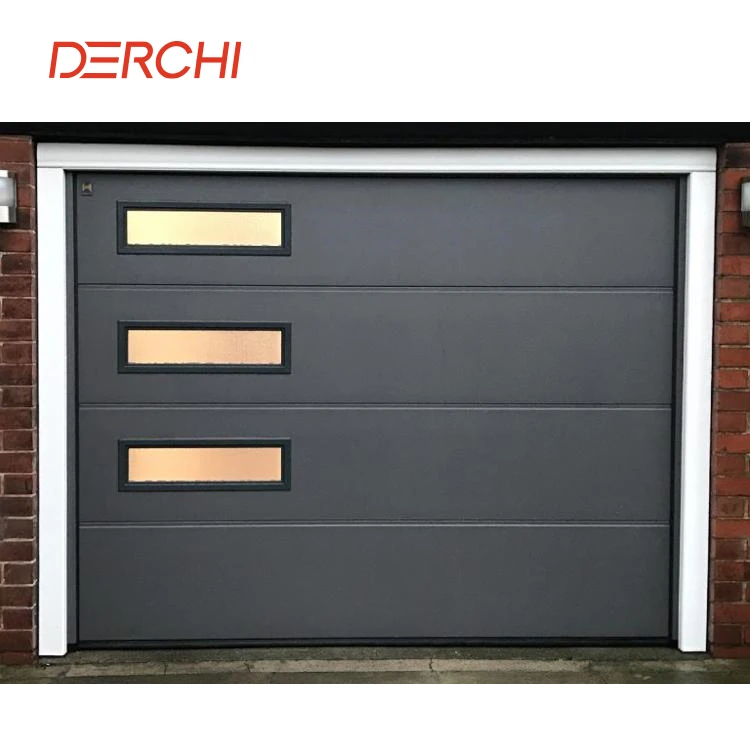 Garage Door Aluminum Custom Size Motorized Sectional Black Glass Panel Any Size remote