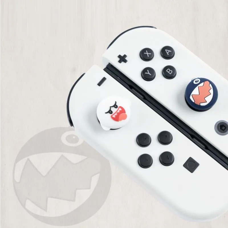ソフトサムスティックグリップキャップwoof ghost game、スイッチ用joy-conコントローラー用ジョイスティックカバー、サムスティックケース