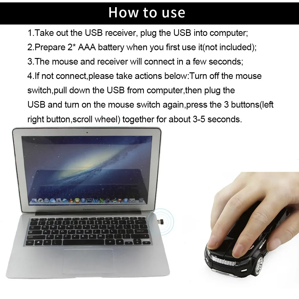 2.4G Wireless Mouse Mini 3D SUV Car Ergonomic Gamer Computer Mause 1600 DPI Optical USB Boys Gift Mice For PC Notebook Laptop