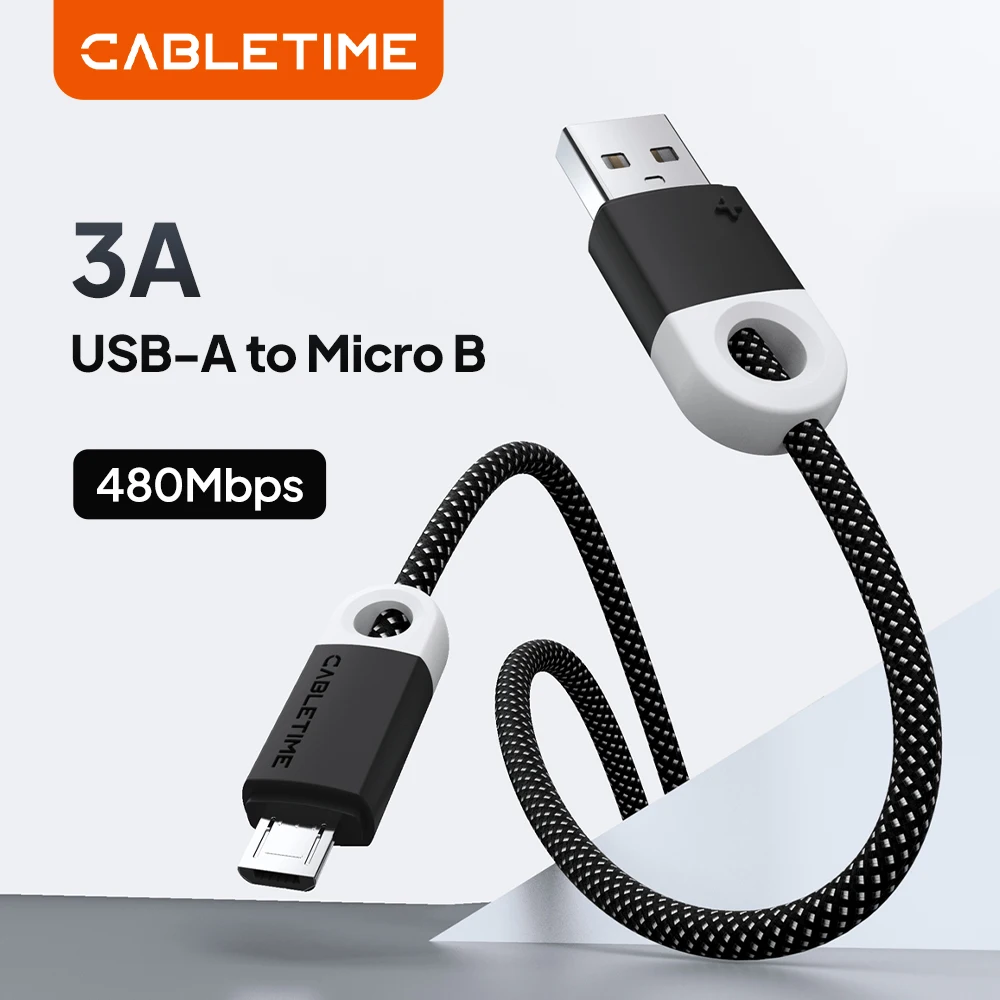 CABLETIME 3A USB A to Micro B Cable Black Fast Charger Date Cable for Xiaomi 10 Redmi Huawei LG Oneplus Fast Charge