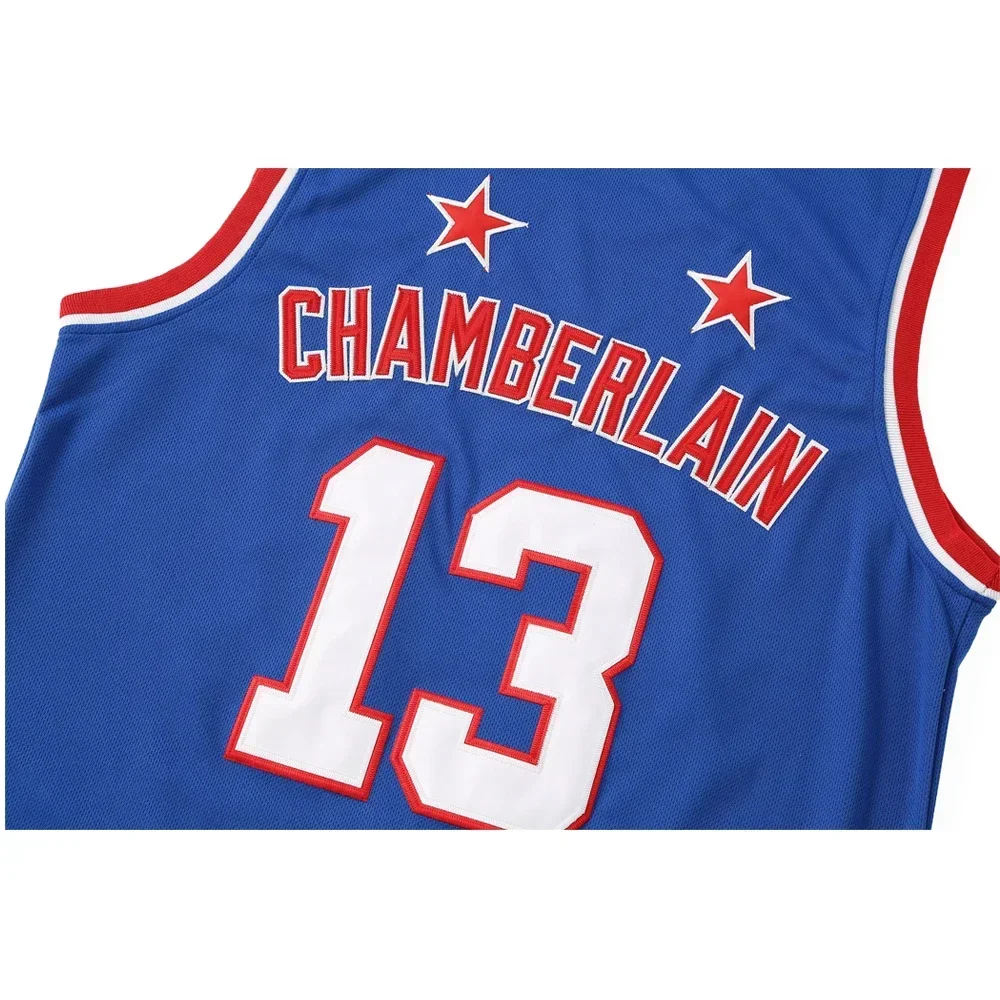 قمصان كرة السلة HARLEM GLOBETROTTERS 13 CHAMBERLAIN الخياطة والتطريز رخيصة في الهواء الطلق قميص رياضي عالي الجودة الأزرق 2024 جديد