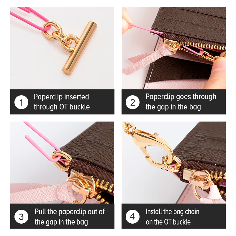 WUTA 2 Pcs Metal Bag Chain Transformation Accessories Buckle Handbag Wallet Crossbody Chains Modification DIY Bag Strap Hardware