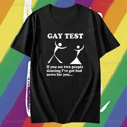 Gay Test Funny LGBT Mens Cotton T-Shirt Tee Top Unisex Short Sleeve Streetwear Round Necksummer Men's 100% Cotton T-shirts