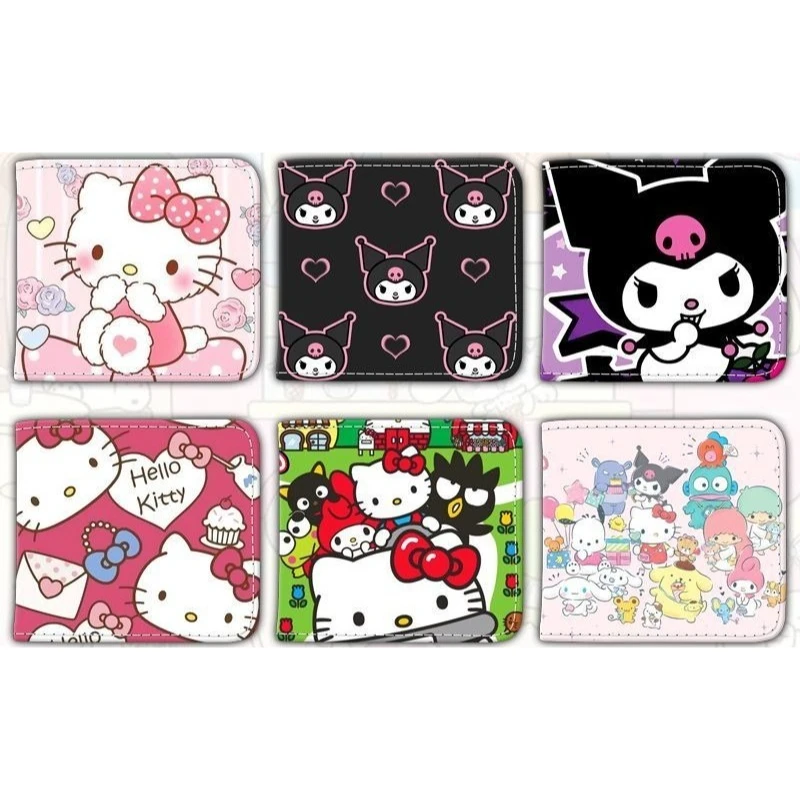 

Hello Kitty Sanrio Student Short Bifold Wallet Kuromi My Melody Cinnamoroll Pudding