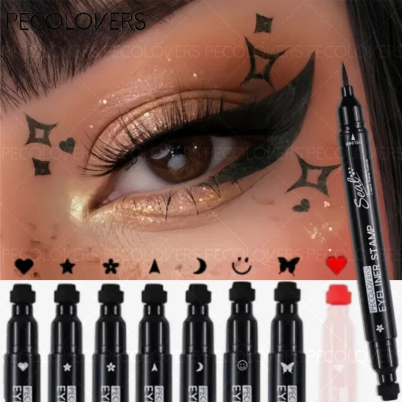 Doppelkopf-Eyeliner-Stempel-Siegelstift, langlebig, wasserdicht, schnell trocknend, Eyeliner, flüssiger schwarzer Bleistift, Make-up für Damenkosmetik