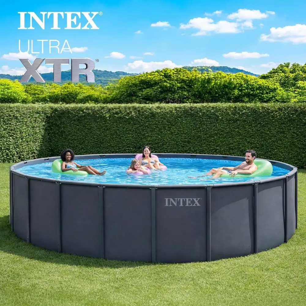 Ultra XTR 18t x 52in Round Above Ground Swimming Pool Set w/Pump | 26329EP - 2100 GPH Sand ilter Pump, Ladder, Pool Cover & Grou