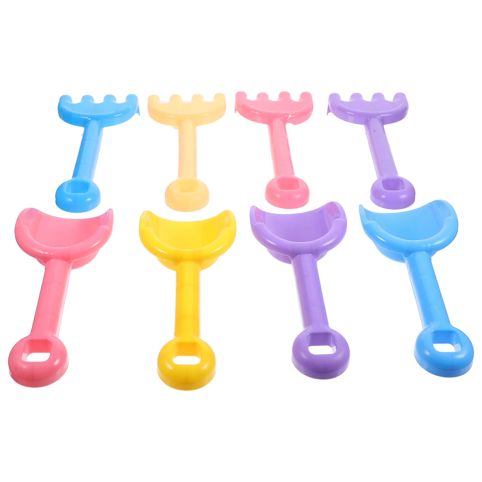 8 Pcs Beach Rake Kids Sand Toys Plastic Dig Shovels Lightweight Summer Colored Children Digging