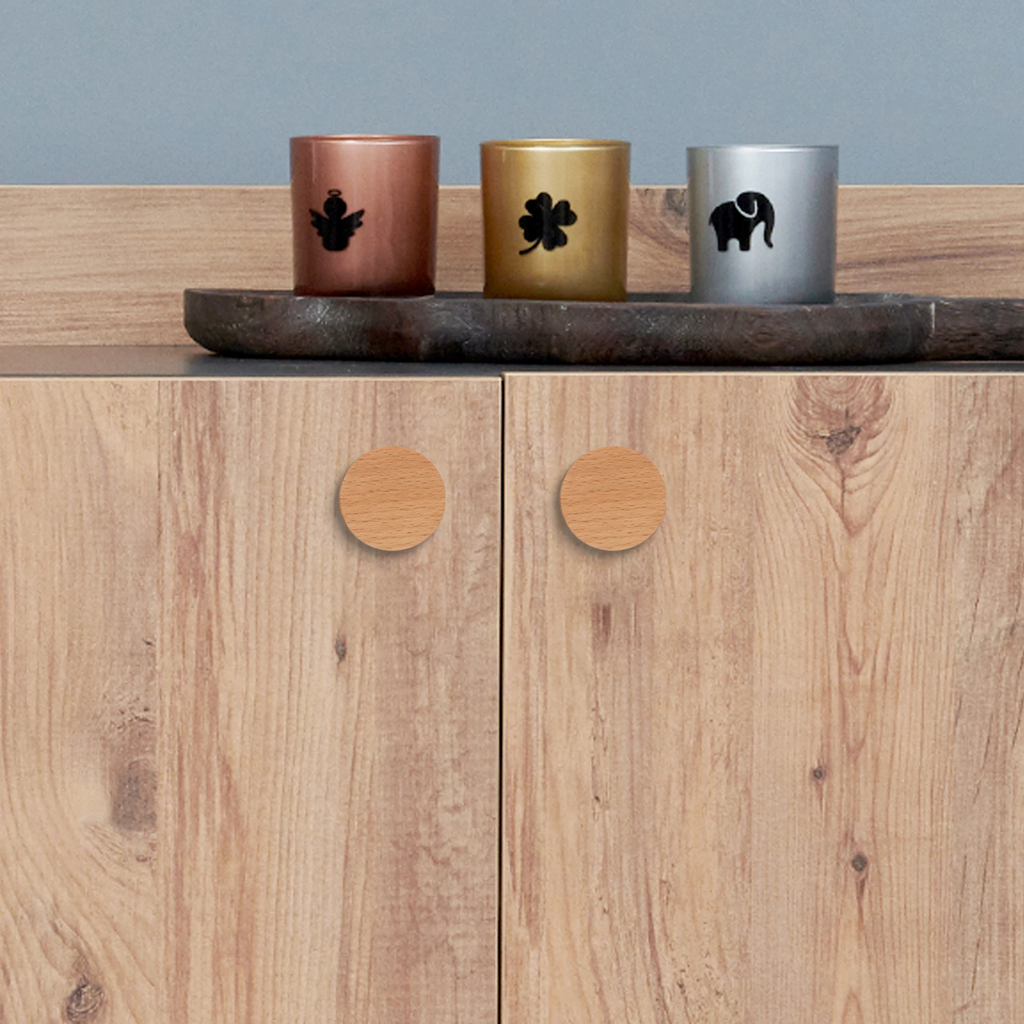 Round Wooden Cabinet Knobs Wood cupboard Furniture Wardrobe Drawer Pulls Handles with Screws for Wardrobe Dresser Closet