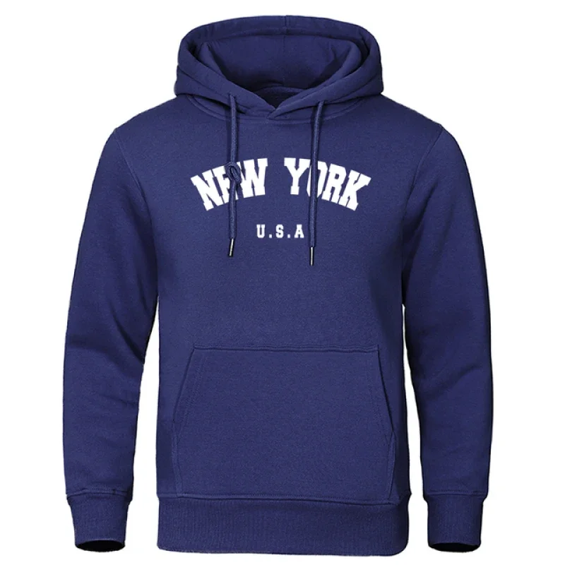 Sudadera con capucha con estampado de letras de la ciudad de Nueva YORK para hombre, Jersey informal de manga larga con capucha, sudadera holgada de gran tamaño, Sudadera con capucha de calle