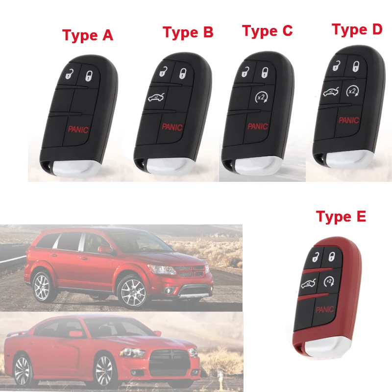 3 /4/5 Buttons for Dodge / Chrysler Smart Replacement Key Fob Cover Case Wear-resistant Keyless Entry Remote Key Fob Shell 433MH