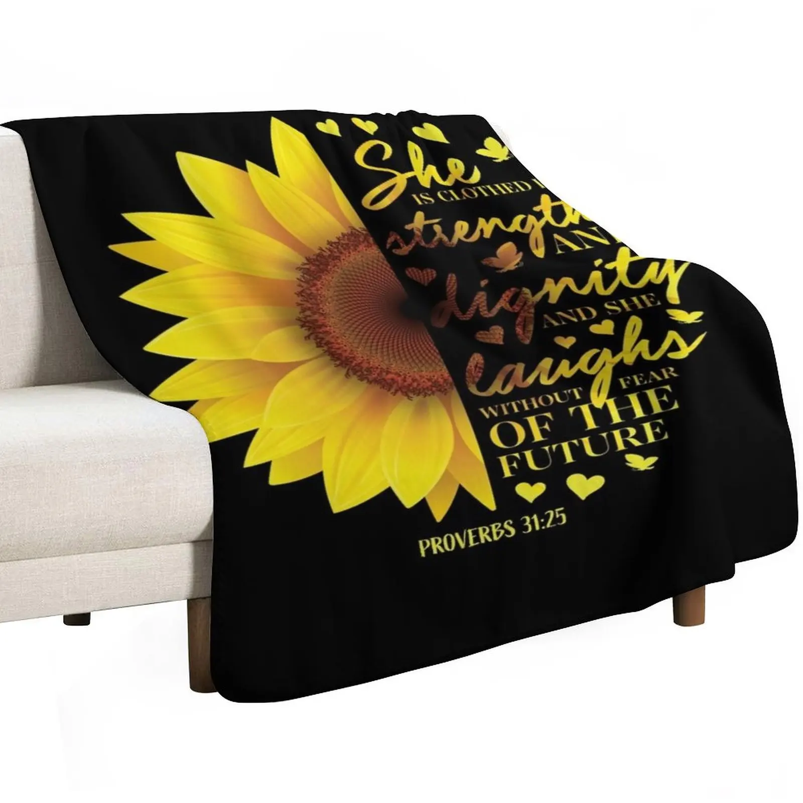 Sunflower Christian Bible Verse Proverbs 31 Throw Blanket Plaid Thermals For Travel Bed covers Custom Stuffeds Blankets