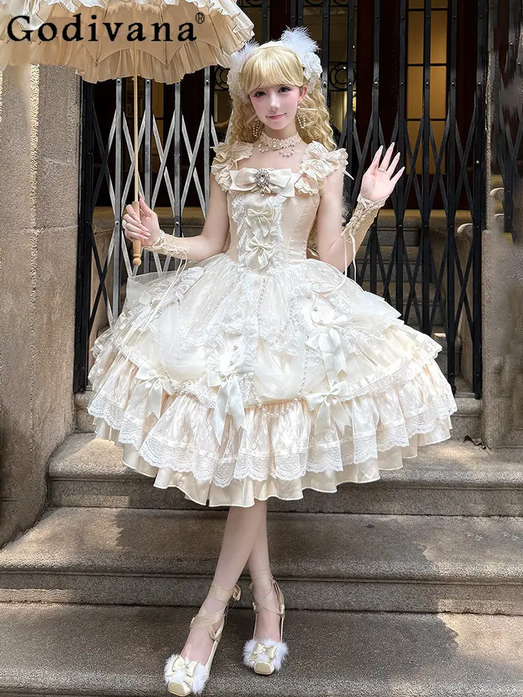 فستان جديد أنيق ورائع على طراز الأميرة لوليتا لعام 2025 لحفلات الزفاف وأعياد الميلاد وحفلات السهرة فستان فتاة حلوة يوميًا