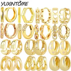 925 Sterling Silver Needle Vintage Hoop Gold Earrings for Women Fashion simple pierced geometry Earrings Party Trend Jewelry