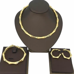 YUMINGLAI Simple Design Dubai Gold-plated African Fashion Ladies's Woman Jewelry Set FHK15651