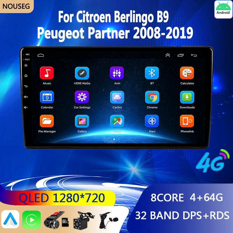 

Автомагнитола на Android, мультимедийный плеер для Citroen Berlingo 2 B9 Peugeot Partner 2008-2018 с GPS-навигацией и мультимедийным плеером