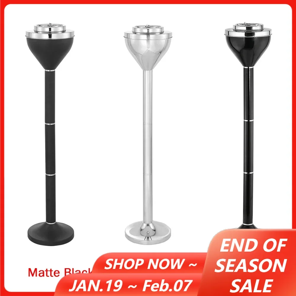 Outdoor Indoor Adjustable Removable Tall Ashtrays with Lid Windproof Push Down Floor Standing Stainless Steel Cigar Ashtrays