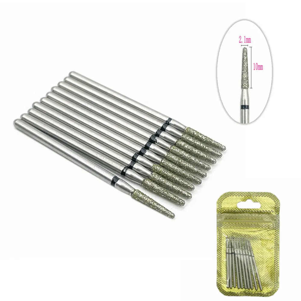 10pcs L Series Round Taper Shape Nail Diamond Drill Bit For Electric Manicure Machine Accessories  Mills Cutter Ce Passed