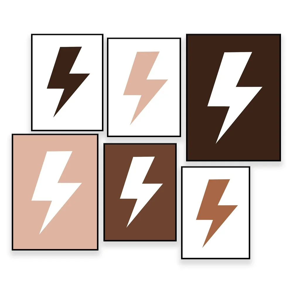 Brown Neutral Lightning Bolt Print, Nursery, Kids Teen Bedroom Poster, Printable Wall Art,Minimalist Home Decor