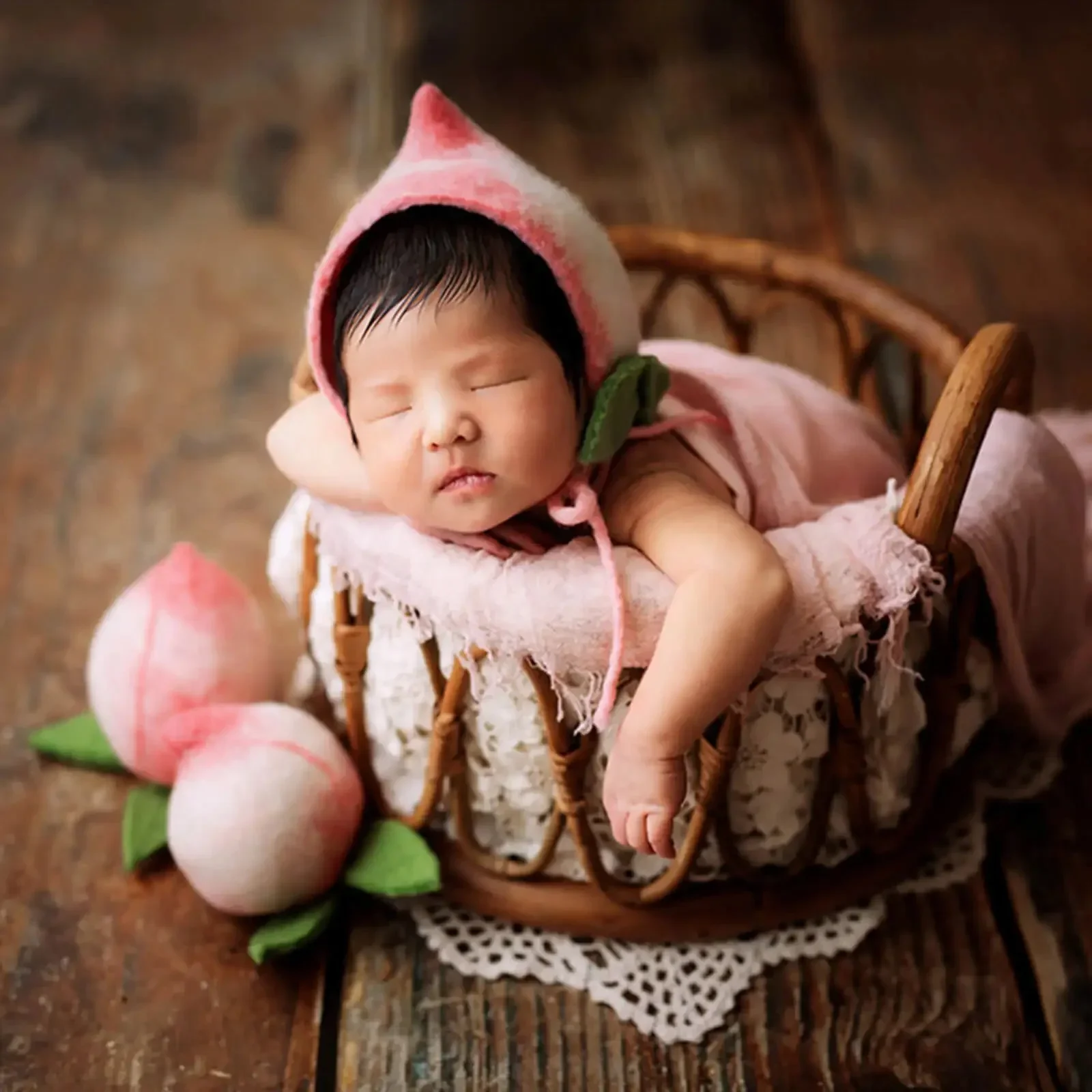 Alat peraga fotografi bayi baru lahir, keranjang tempat tidur Retro, tikar Pose, bantal tembak, aksesoris Studio