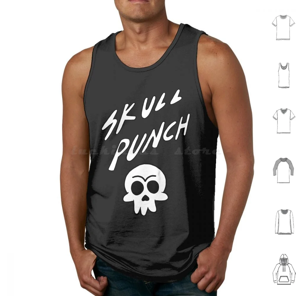 Skull Punch Tank Tops Vest Sleeveless Skull Punch Mordecai Rigby Muscle Man