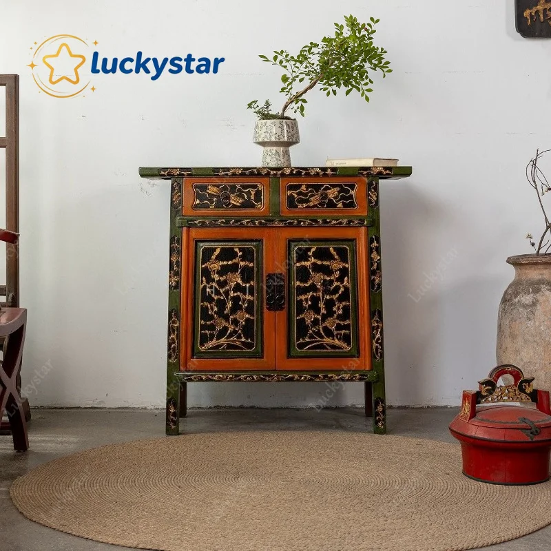 Painted dining side small cabinet Solid wood Chinese antique locker