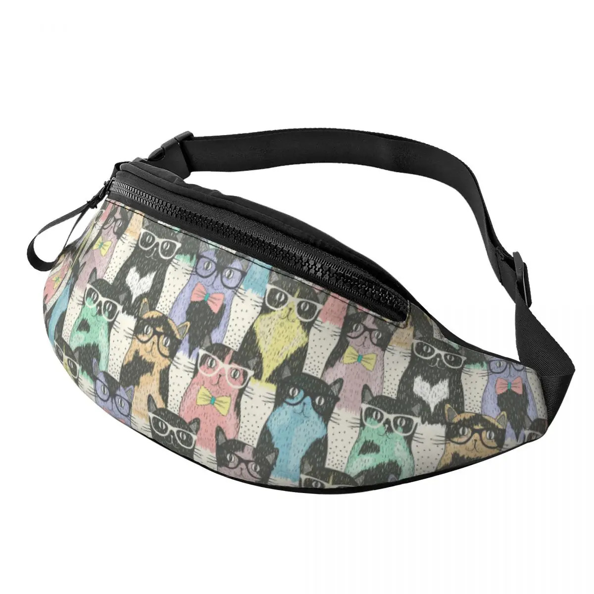 

Cool Hipster Cute Cats Fanny Pack Men Women Funny Kitten Crossbody Waist Bag for Traveling Phone Money Pouch