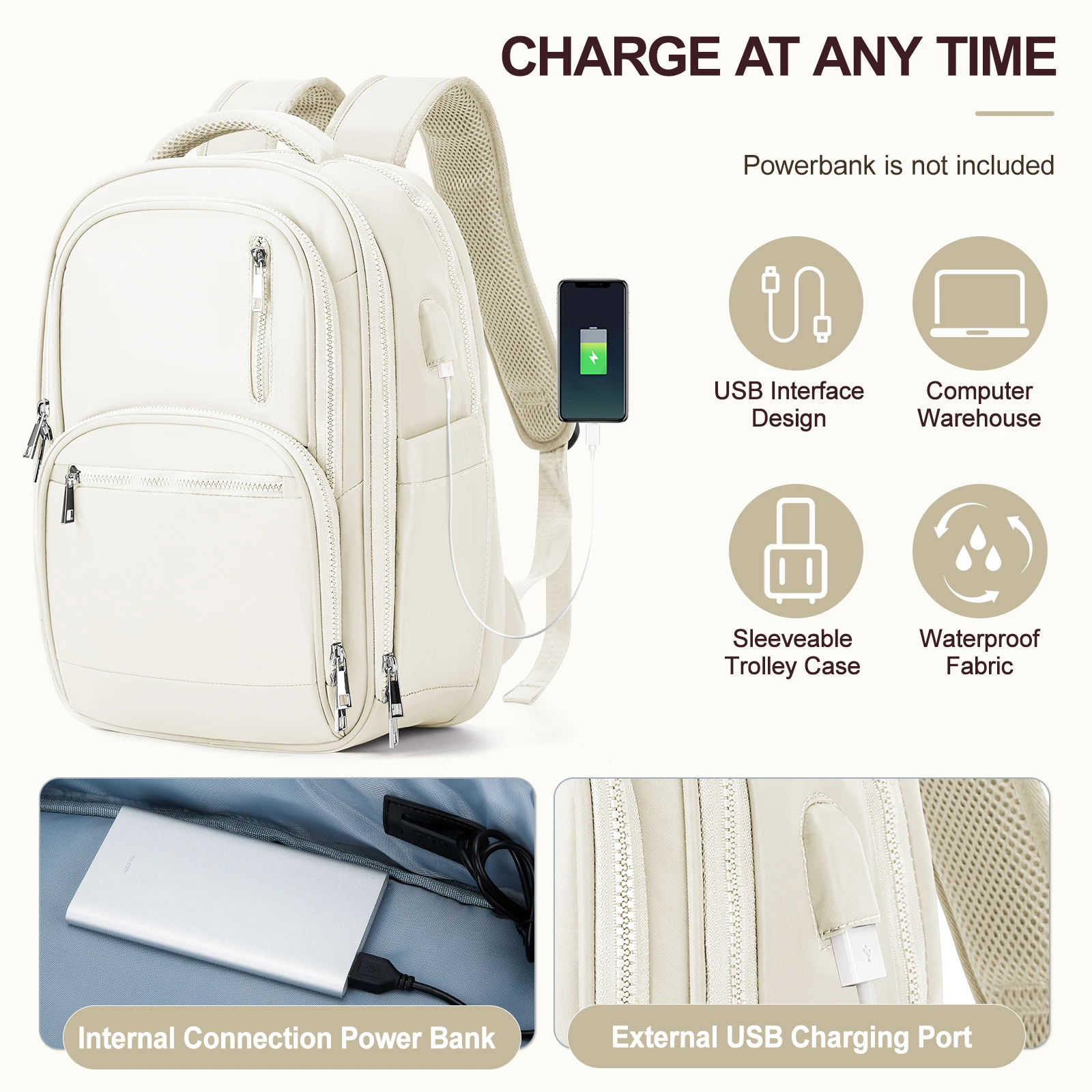 حقيبة ظهر للسفر، حقيبة ظهر متينة لشركات الطيران، حقيبة ظهر للزوجين في الحرم الجامعي الترفيهي، حقيبة ظهر متينة للنساء والرجال، حقيبة تخزين