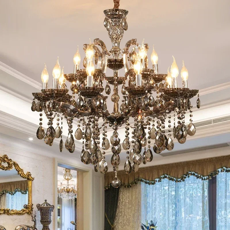 Luxury K9 Crystal Chandelier European Style Pendant Light for Living Room Bedroom Restaurant Hotel Clothing Store