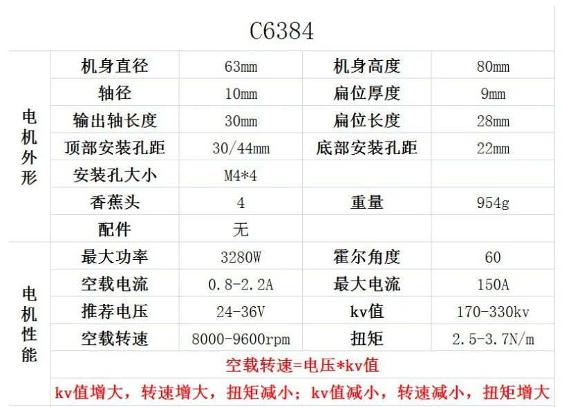 6384 120KV high-power model aircraft DC brushless motor electric scooter four-wheel belt motor no feeling view 6