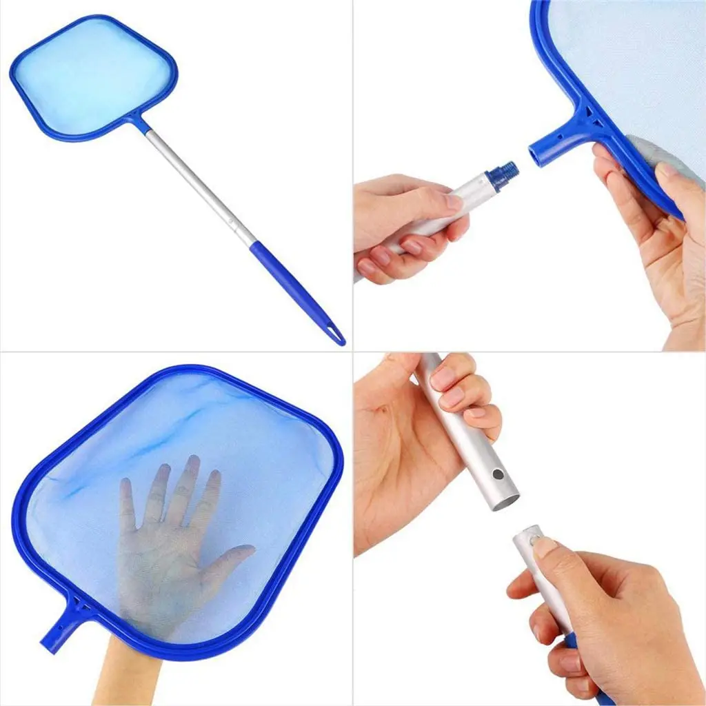 6-Piece Swimming Pool Skimmer Net Telescopic Pole Leaf Skimmer Net Swimming Pool Cleaner Supplies Home Use