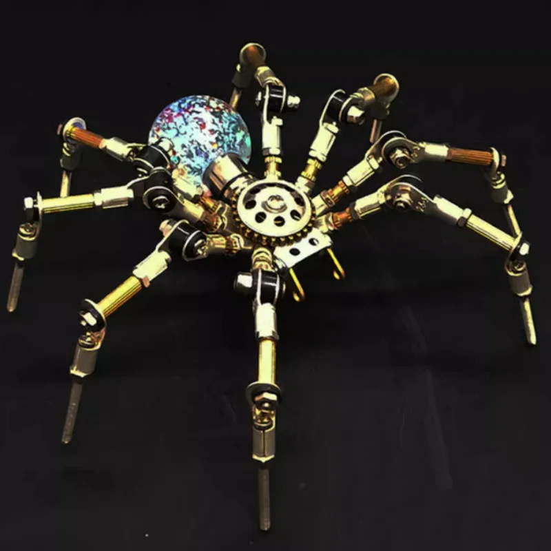 3D Puzzle Metal Luminous Spider Model Kit Steampunk Mechanical Insects Dragonfly Mantis DIY Assembly Toy Children Birthday Gift