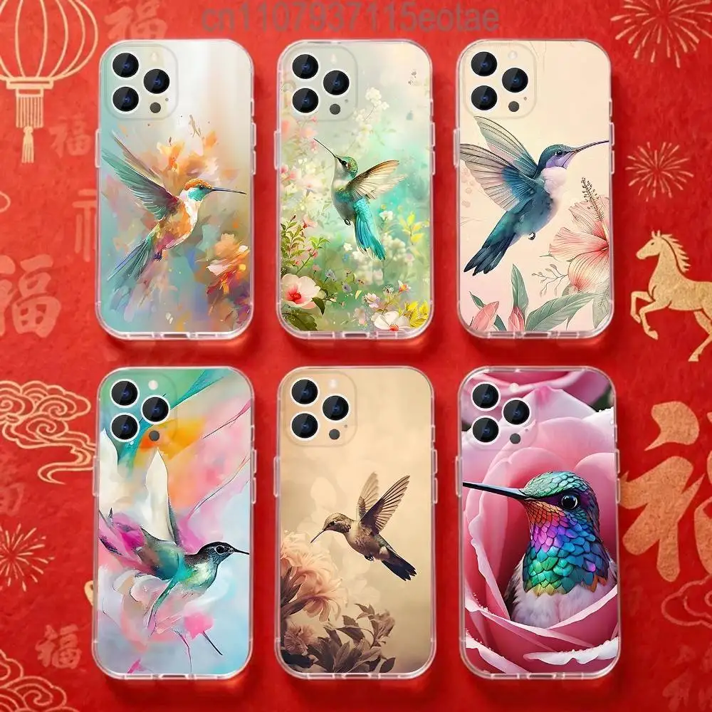 

Bird Hummingbird painting Phone Case For iPhone 17,16,15,14,13,12,11 Pro,Max,Plus,X,XS,XR,SE4,E Mini Transparent Soft Cover