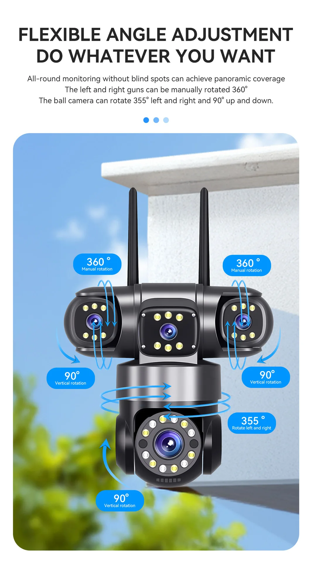 8MP Hi Easy APP  4Lens Wireless wifi  IP  Camera Full Color AI Humanoid Detection Security CCTV Baby Monitor